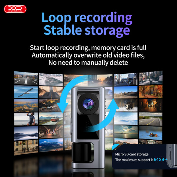 XO XJ03 Εμπρός και πίσω διπλή βιντεοκάμερα 1080 HD