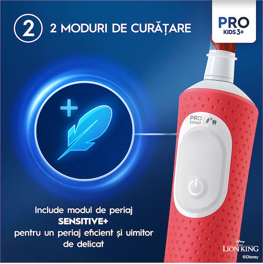 Oral-B Vitality Pro Παιδική Ηλεκτρική Οδοντόβουρτσα με Χρονόμετρο για 3+ Χρονών Lion King & Θήκη Ταξιδιού