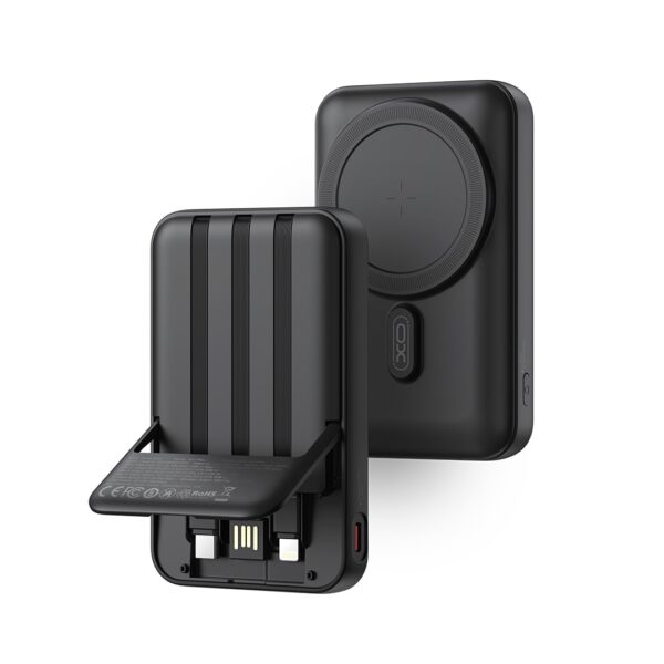 XO PR288 Powerbank Ταχείας Φόρτισης 15W με 3 Ενσωματωμένα Καλώδια & Ασύρματη Φόρτιση PD20W 10000mAh