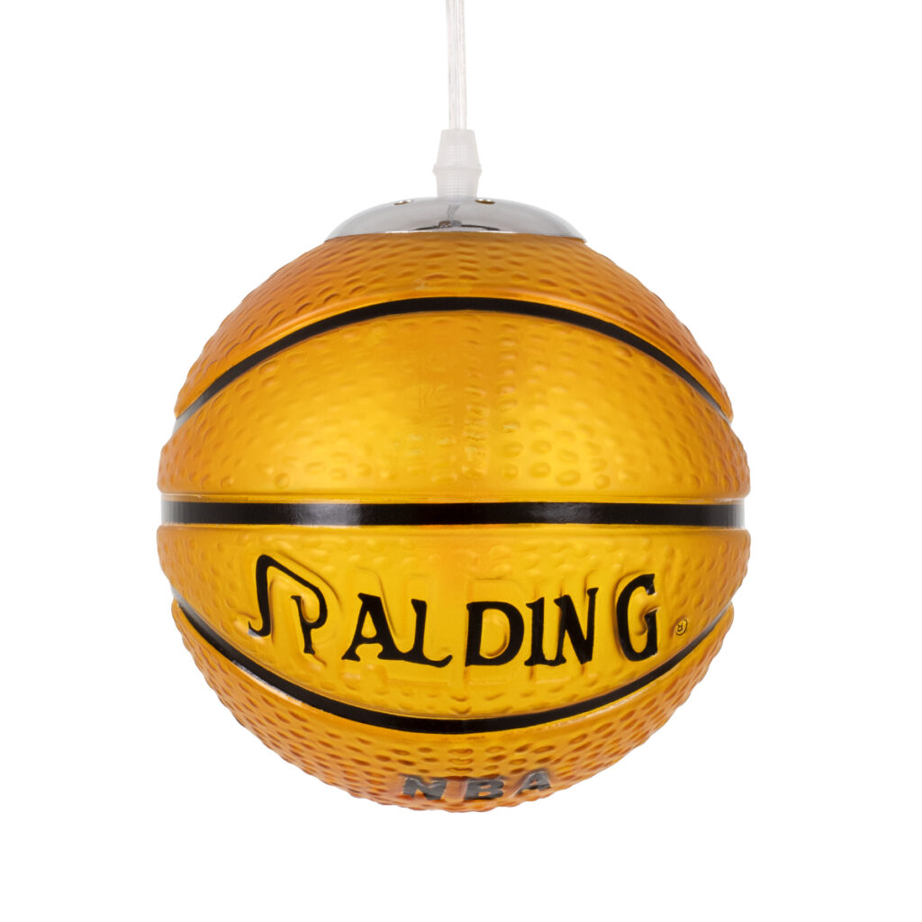 SPALDING NBA 00645 Παιδικό Κρεμαστό Φωτιστικό Οροφής με Ντουί 1 x E27 AC 220-240V IP20 - Πορτοκαλί & Μαύρο - Μ18 x Π18 x Υ18cm