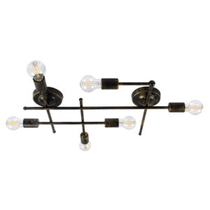 PIPING 00666-1 Vintage Φωτιστικό Οροφής με Ντουί 6 x E27 AC 220-240V IP20 - Μπρούτζινο - Μ66 x Π9.5 x Υ49cm