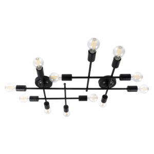 PIPING 00667-1 Vintage Φωτιστικό Οροφής με Ντουί 12 x E27 AC 220-240V IP20 - Μαύρο - Μ78.5 x Π9.5 x Υ64cm