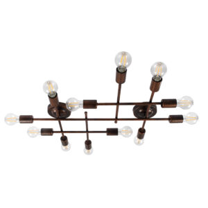 PIPING 00668-1 Vintage Φωτιστικό Οροφής με Ντουί 12 x E27 AC 220-240V IP20 - Χάλκινο - Μ78.5 x Π9.5 x Υ64cm