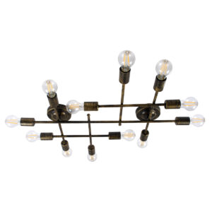 PIPING 00669-1 Vintage Φωτιστικό Οροφής με Ντουί 12 x E27 AC 220-240V IP20 - Μπρούτζινο - Μ78.5 x Π9.5 x Υ64cm