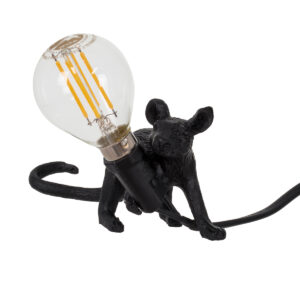 MOUSE 00675 Vintage Επιτραπέζιο Φωτιστικό Πορτατίφ με Ντουί 1 x E12 AC 220-240V IP20 - Μαύρο - Μ13 x Π4 x Υ7cm