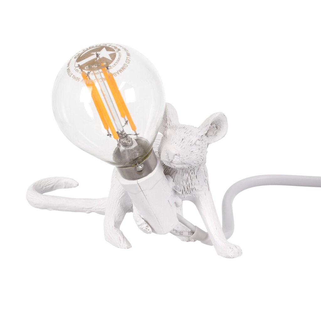 MOUSE 00676 Vintage Επιτραπέζιο Φωτιστικό Πορτατίφ με Ντουί 1 x E12 AC 220-240V IP20 - Λευκό - Μ13 x Π4 x Υ7cm