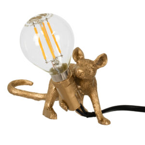 MOUSE 00677 Vintage Επιτραπέζιο Φωτιστικό Πορτατίφ με Ντουί 1 x E12 AC 220-240V IP20 - Χρυσό - Μ13 x Π4 x Υ7cm
