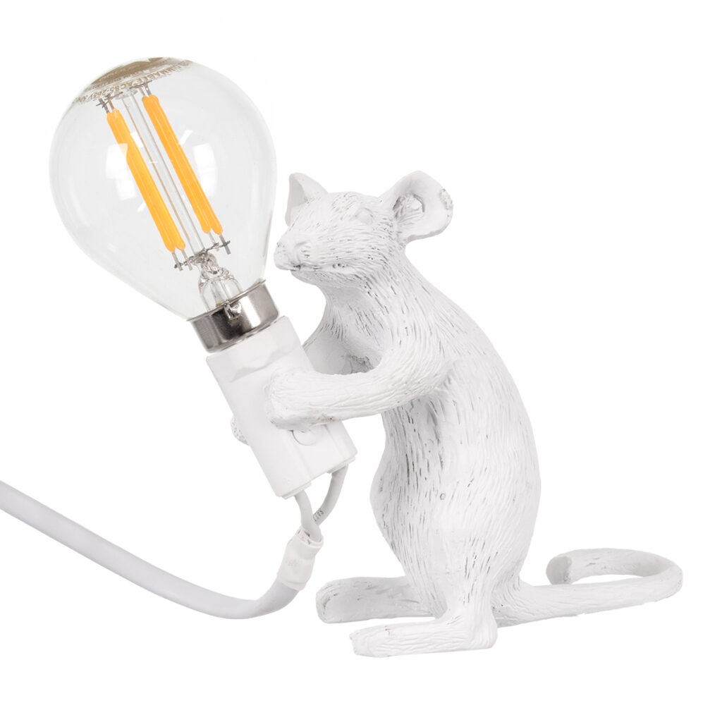 MOUSE 00679 Vintage Επιτραπέζιο Φωτιστικό Πορτατίφ με Ντουί 1 x E12 AC 220-240V IP20 - Λευκό - Μ12 x Π4 x Υ10cm