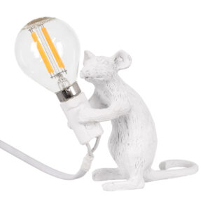MOUSE 00679 Vintage Επιτραπέζιο Φωτιστικό Πορτατίφ με Ντουί 1 x E12 AC 220-240V IP20 - Λευκό - Μ12 x Π4 x Υ10cm