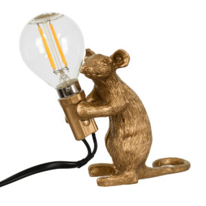 MOUSE 00680 Vintage Επιτραπέζιο Φωτιστικό Πορτατίφ με Ντουί 1 x E12 AC 220-240V IP20 - Χρυσό - Μ12 x Π4 x Υ10cm