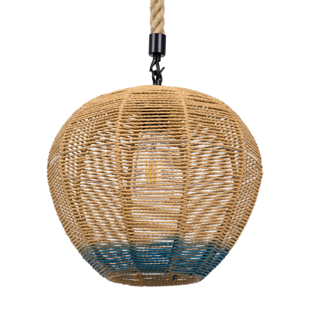 SIMON 00726 Boho Κρεμαστό Φωτιστικό Οροφής με Ντουί 1 x E27 AC 220-240V IP20 - Μπεζ & Μπλε - Μ30 x Π30 x Υ30cm