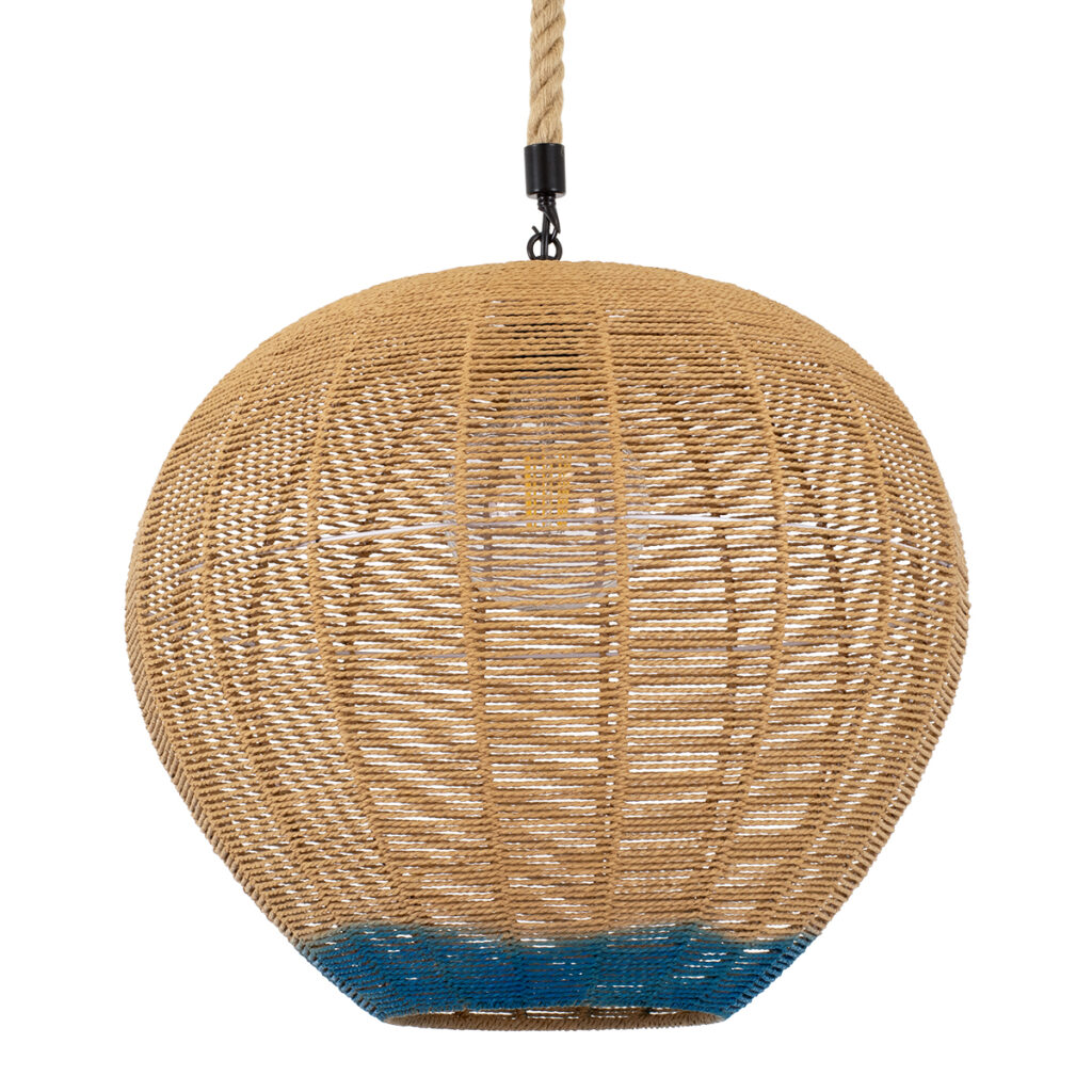 SIMON 00727 Boho Κρεμαστό Φωτιστικό Οροφής με Ντουί 1 x E27 AC 220-240V IP20 - Μπεζ & Μπλε - Μ50 x Π50 x Y47cm