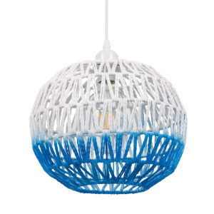 SANTOR 00728 Boho Κρεμαστό Φωτιστικό Οροφής με Ντουί 1 x E27 AC 220-240V IP20 - Λευκό & Μπλε - Μ30 x Π30 x Υ30cm