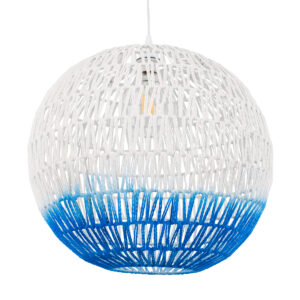 SANTOR 00729 Boho Κρεμαστό Φωτιστικό Οροφής με Ντουί 1 x E27 AC 220-240V IP20 - Λευκό & Μπλε - Μ50 x Π50 x Y50cm