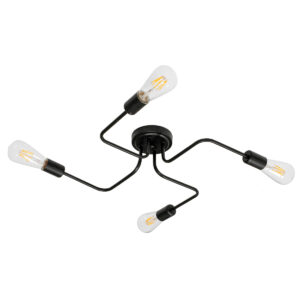 LIBERTA 00838 Vintage Φωτιστικό Οροφής με Ντουί 4 x E27 AC 220-240V IP20 - Μαύρο - Μ44.5 x Π44.5 x Υ12cm