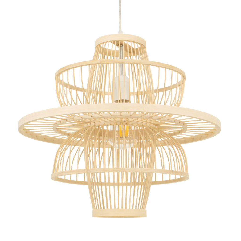 BALI 00861 Boho Κρεμαστό Φωτιστικό Οροφής με Ντουί 1 x E27 AC 220-240V IP20 - Μπεζ - Μ45 x Π45 x Υ42.5cm
