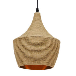 SHANGHAI ROPE 00916 Boho Κρεμαστό Φωτιστικό Οροφής με Ντουί 1 x E27 AC 220-240V IP20 - Μπεζ - Μ24 x Π24 x Υ30cm