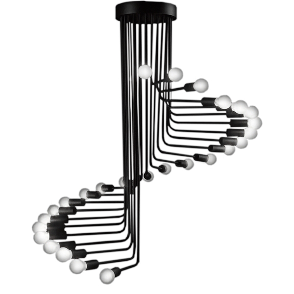 STAIRS 01024 Μοντέρνο Φωτιστικό Οροφής με Ντουί 26 x E27 AC 220-240V IP20 - Μαύρο - Μ80 x Π80 x Υ95cm