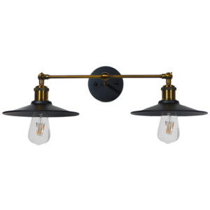 MINIMALL 01069 Vintage Φωτιστικό Τοίχου - Απλίκα με Ντουί 2 x E27 AC 220-240V IP20 - Μαύρο & Χρυσό - Μ30 x Π60 x Υ18cm