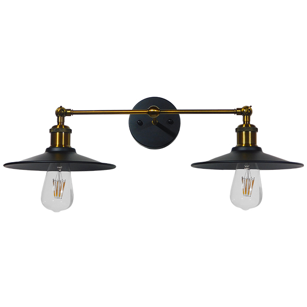 MINIMALL 01069 Vintage Φωτιστικό Τοίχου - Απλίκα με Ντουί 2 x E27 AC 220-240V IP20 - Μαύρο & Χρυσό - Μ30 x Π60 x Υ18cm
