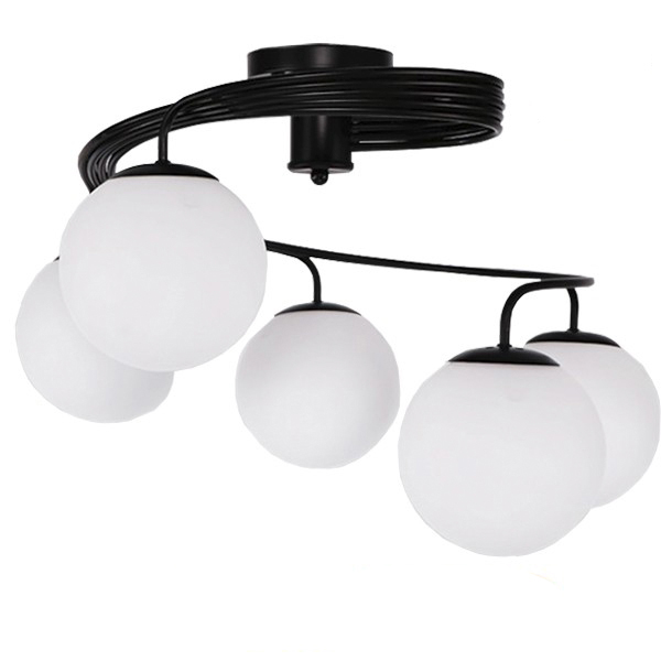 SELINA 01090 Μοντέρνο Φωτιστικό Οροφής με Ντουί 5 x E27 AC 220-240V IP20 - Μαύρο & Λευκό - Μ63 x Π63 x Υ47cm