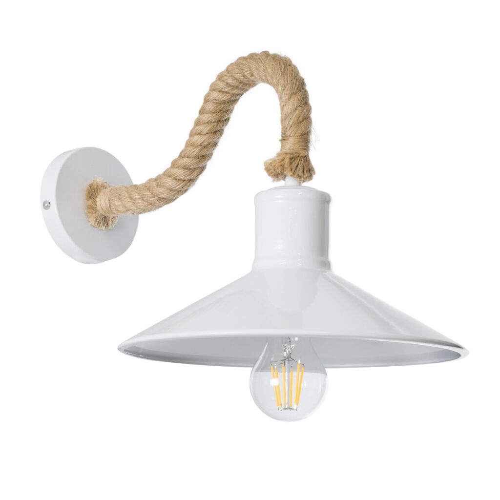 VINSA 01130 Boho Φωτιστικό Τοίχου - Απλίκα με Ντουί 1 x E27 AC 220-240V IP20 - Λευκό & Μπεζ - Μ37.5 x Π26.7 x Υ25cm
