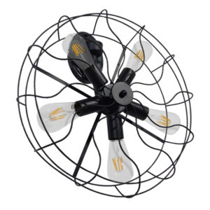 FAN 01163 Vintage Φωτιστικό Τοίχου - Απλίκα με Ντουί 5 x E27 AC 220-240V IP20 - Μαύρο - Μ22 x Π46 x Υ46cm