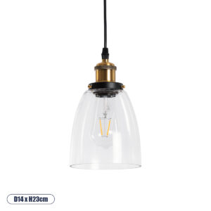 WICKHAM 01168 Vintage Κρεμαστό Φωτιστικό Οροφής με Ντουί 1 x E27 AC 220-240V IP20 - Χρυσό & Διάφανο - Μ14 x Π14 x Y23cm