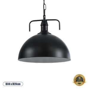 LARKIN 01175 Vintage Κρεμαστό Φωτιστικό Οροφής με Ντουί 1 x E27 AC 220-240V IP20 - Μαύρο - Μ30 x Π30 x Y28cm