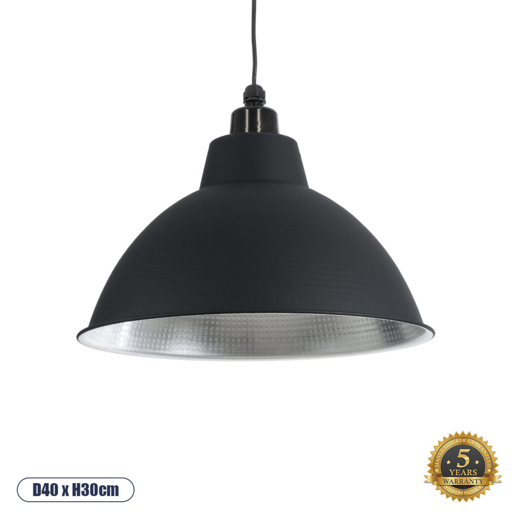 LOUVE 01176 Vintage Κρεμαστό Φωτιστικό Οροφής με Ντουί 1 x E27 AC 220-240V IP20 - Μαύρο - Μ40 x Π40 x Υ30cm