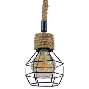 HELLET 01182 Vintage Κρεμαστό Φωτιστικό Οροφής με Ντουί 1 x E27 AC 220-240V IP20 - Μαύρο & Μπεζ - Μ16 x Π16 x Υ25cm