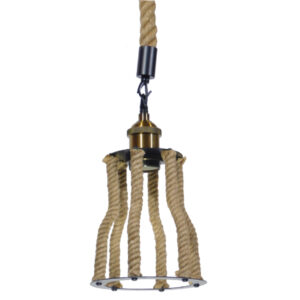 LANTERN 01186 Vintage Κρεμαστό Φωτιστικό Οροφής με Ντουί 1 x E27 AC 220-240V IP20 - Μπεζ & Μαύρο - Μ15 x Π15 x Υ24cm