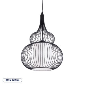 LILY 01199 Μοντέρνο Κρεμαστό Φωτιστικό Οροφής με Ντουί 1 x E27 AC 220-240V IP20 - Μαύρο & Λευκό - Μ31 x Π31 x Υ42cm