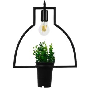 FLOWERPOT 10001209 Μοντέρνο Κρεμαστό Φωτιστικό Οροφής με Ντουί 1 x E27 AC 220-240V IP20 - Μαύρο & Πράσινο - Μ34 x Π34 x Y34cm