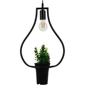 FLOWERPOT 10001210 Μοντέρνο Κρεμαστό Φωτιστικό Οροφής με Ντουί 1 x E27 AC 220-240V IP20 - Μαύρο & Πράσινο - Μ27 x Π27 x Υ40cm