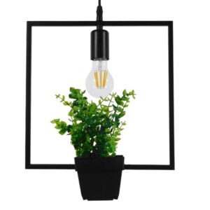 FLOWERPOT 10001211 Μοντέρνο Κρεμαστό Φωτιστικό Οροφής με Ντουί 1 x E27 AC 220-240V IP20 - Μαύρο & Πράσινο - Μ30 x Π30 x Υ30cm