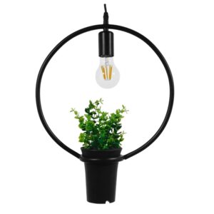 FLOWERPOT 10001212 Μοντέρνο Κρεμαστό Φωτιστικό Οροφής με Ντουί 1 x E27 AC 220-240V IP20 - Μαύρο & Πράσινο - Μ30 x Π30 x Υ30cm