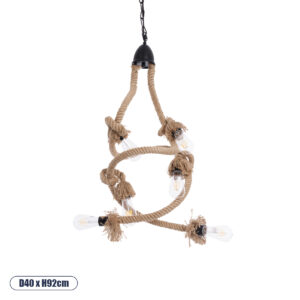 HAMTINE 01229 Vintage Κρεμαστό Φωτιστικό Οροφής με Ντουί 6 x E27 AC 220-240V IP20 - Μαύρο & Μπεζ - Μ40 x Π40 x Υ92cm