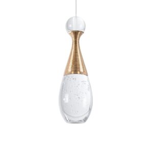 JADORE 01232 Μοντέρνο Κρεμαστό Φωτιστικό Οροφής LED 5W 400lm 120° AC 220-240V IP20 Θερμό Λευκό 2700K - Lumileds SMD Chip - Χρυσό & Διάφανο - Μ8 x Π8 x Υ26cm - 2 Χρόνια Εγγύηση