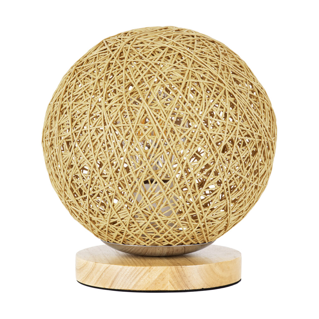 OCEANA 01336 Boho Επιτραπέζιο Φωτιστικό Πορτατίφ με Ντουί 1 x E27 AC 220-240V IP20 - Μπεζ - M20 x Π20 x Υ22cm