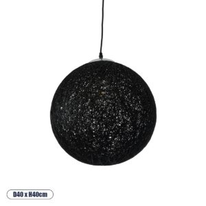 OCEANA 01360 Boho Κρεμαστό Φωτιστικό Οροφής με Ντουί 1 x E27 AC 220-240V IP20 - Μαύρο - Μ40 x Π40 x Υ40cm