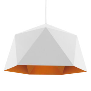 HEXAGON 01378 Μοντέρνο Κρεμαστό Φωτιστικό Οροφής με Ντουί 1 x E27 AC 220-240V IP20 - Λευκό & Χρυσό - Μ46 x Π46 x Y25cm
