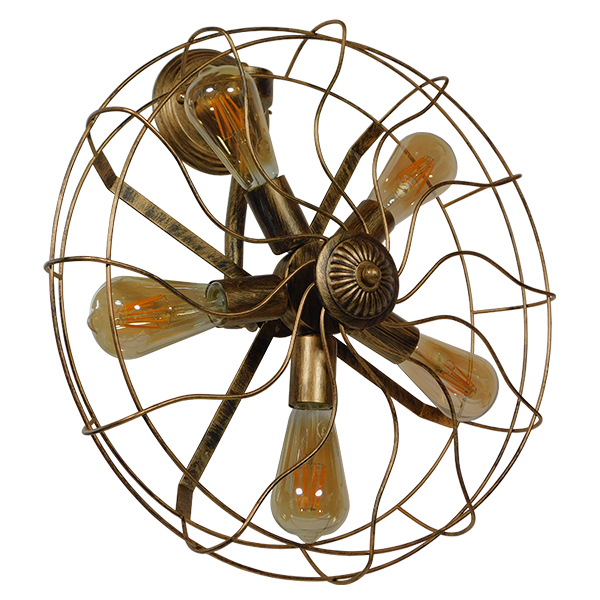 FAN 01381 Vintage Φωτιστικό Τοίχου - Απλίκα με Ντουί 5 x E27 AC 220-240V IP20 - Μπρούτζινο - Μ46 x Π22 x Υ46cm