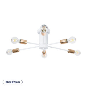 OLINDA 01385 Μοντέρνο Φωτιστικό Οροφής με Ντουί 6 x E27 AC 220-240V IP20 - Λευκό & Χάλκινο - Μ60 x Π60 x Υ20cm