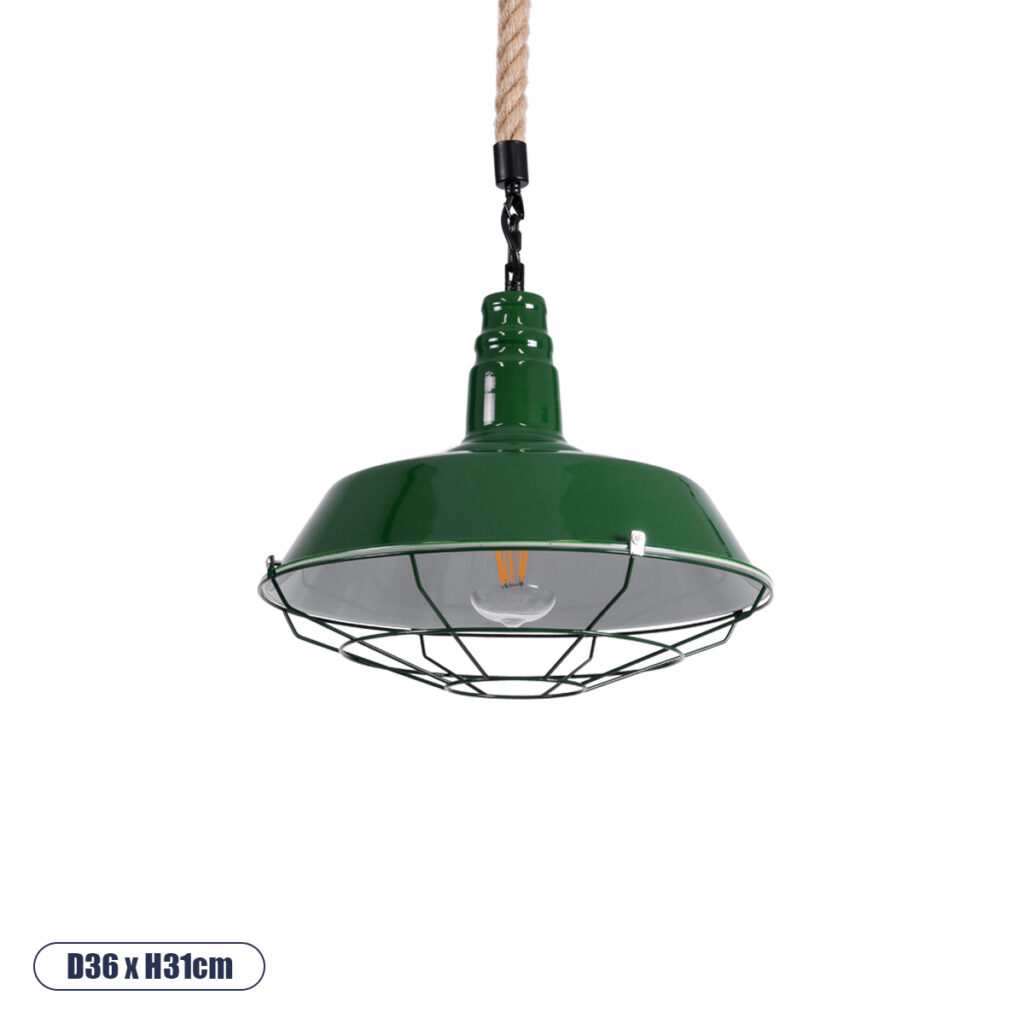 CRANE 01408 Vintage Κρεμαστό Φωτιστικό Οροφής με Ντουί 1 x E27 AC 220-240V IP20 - Πράσινο & Μπεζ - Μ36 x Π36 x Y31cm