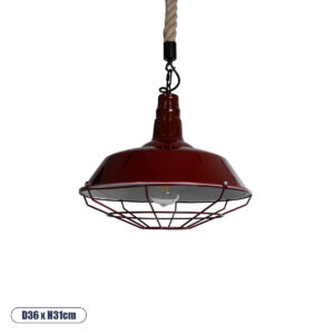 CRANE 01410 Vintage Κρεμαστό Φωτιστικό Οροφής με Ντουί 1 x E27 AC 220-240V IP20 - Κόκκινο & Μπεζ - Μ36 x Π36 x Υ31cm
