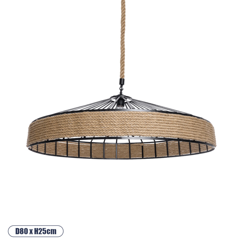 SAHARA 01416 Boho Κρεμαστό Φωτιστικό Οροφής με Ντουί 1 x E27 AC 220-240V IP20 - Μπεζ & Μαύρο - Μ80 x Π80 x Y25cm