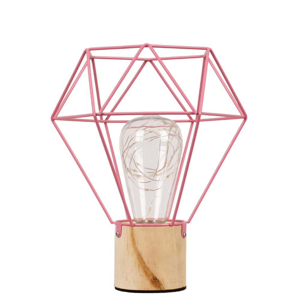 ANTLER 01442 Μοντέρνο Επιτραπέζιο Φωτιστικό LED 2.2W 154lm 360° DC 5V IP20 Θερμό Λευκό 2700K - DIODE - Ροζ & Μπεζ - Μ19 x Π19 x Υ23cm - 2 Χρόνια Εγγύηση
