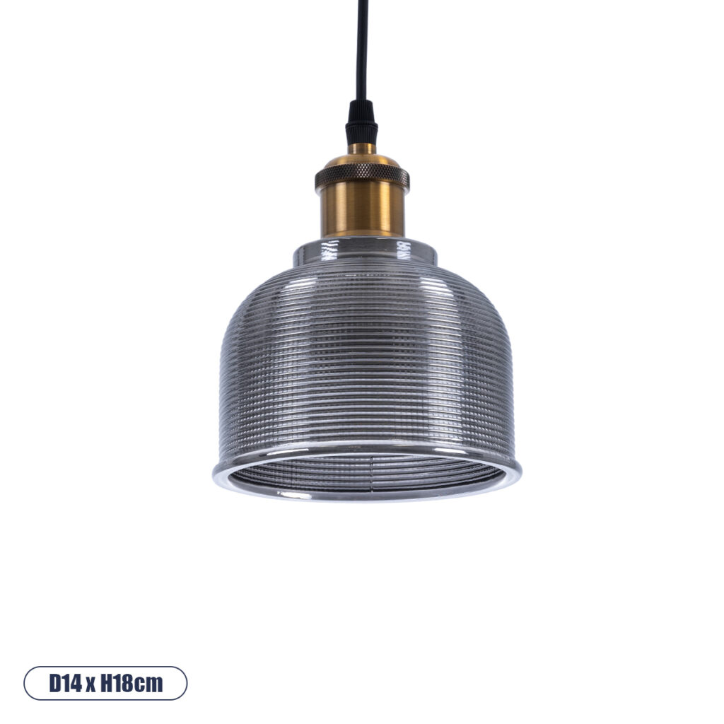 SEGRETO 01449 Vintage Κρεμαστό Φωτιστικό Οροφής με Ντουί 1 x E27 AC 220-240V IP20 - Γκρι & Χρυσό - Μ14 x Π14 x Υ18cm
