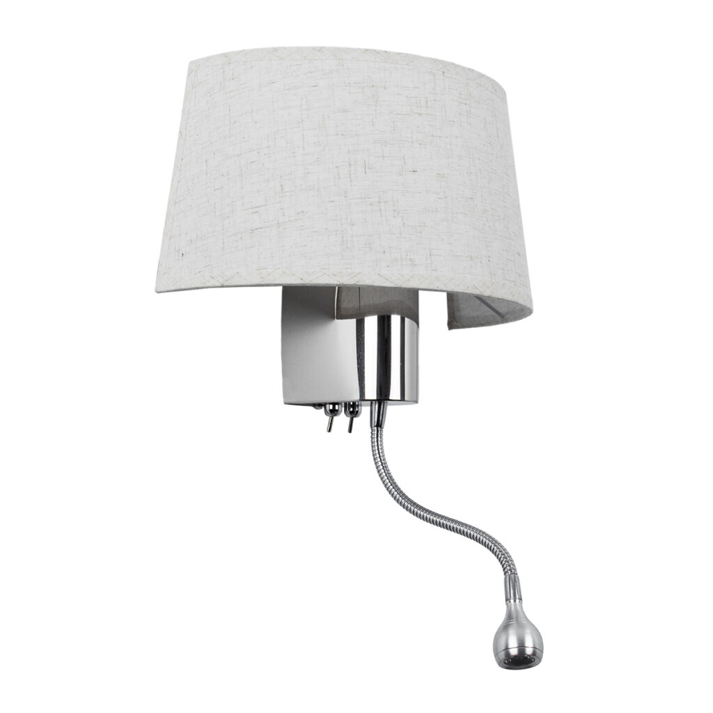 ELEGANT 01493 Μοντέρνο Φωτιστικό Τοίχου - Απλίκα Ξενοδοχείου Reading Light με Ντουί 1 x E27 LED 3W 360lm 36° AC 220-240V IP20 Θερμό Λευκό 2700K - Bridgelux COB Chip - Ασημί & Λευκό - Μ26 x Π16.5 x Υ33cm - 2 Χρόνια Εγγύηση